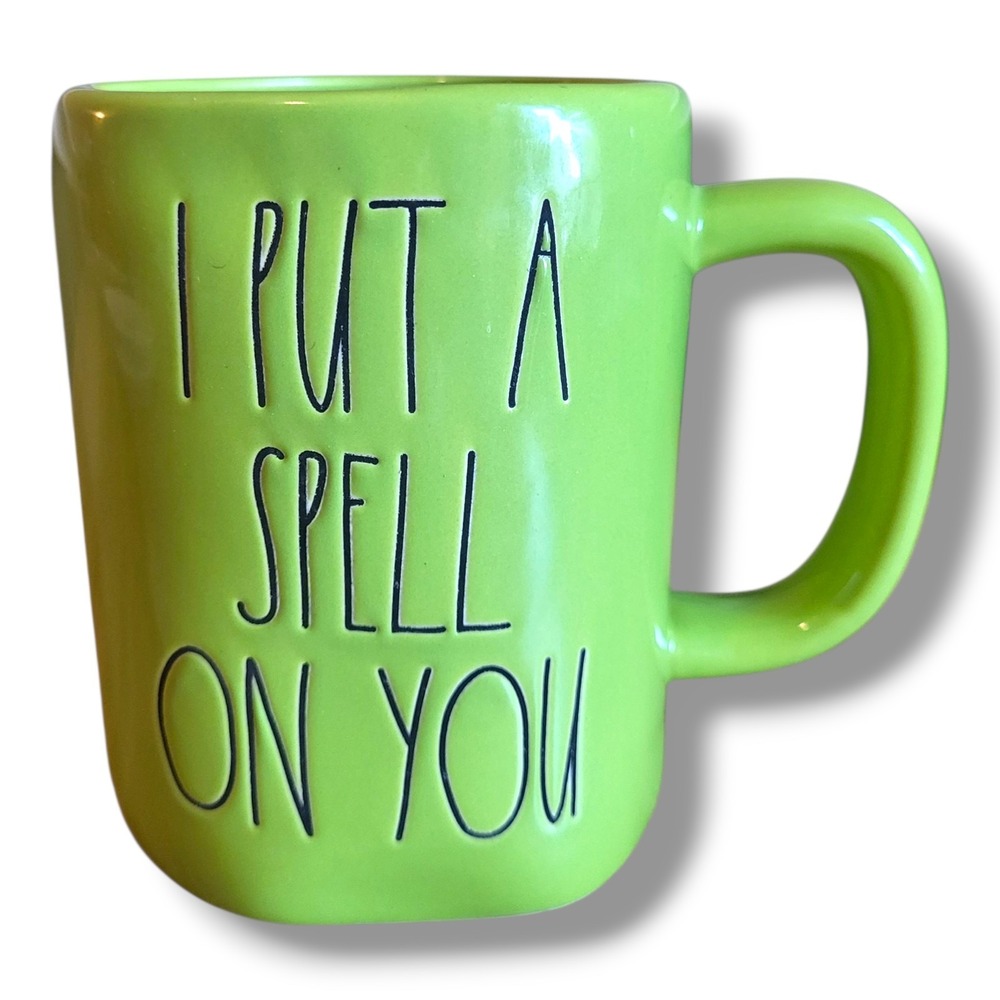 Rae Dunn I Put A Spell On You Mug Halloween Lime Green Black LL Long Letter